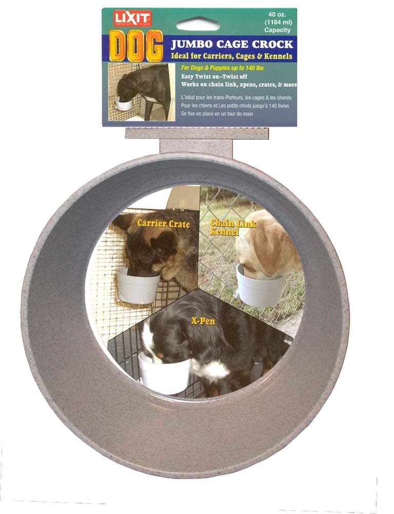 Lixit kennel cage bowl attachment gray for secure feeding on cages.