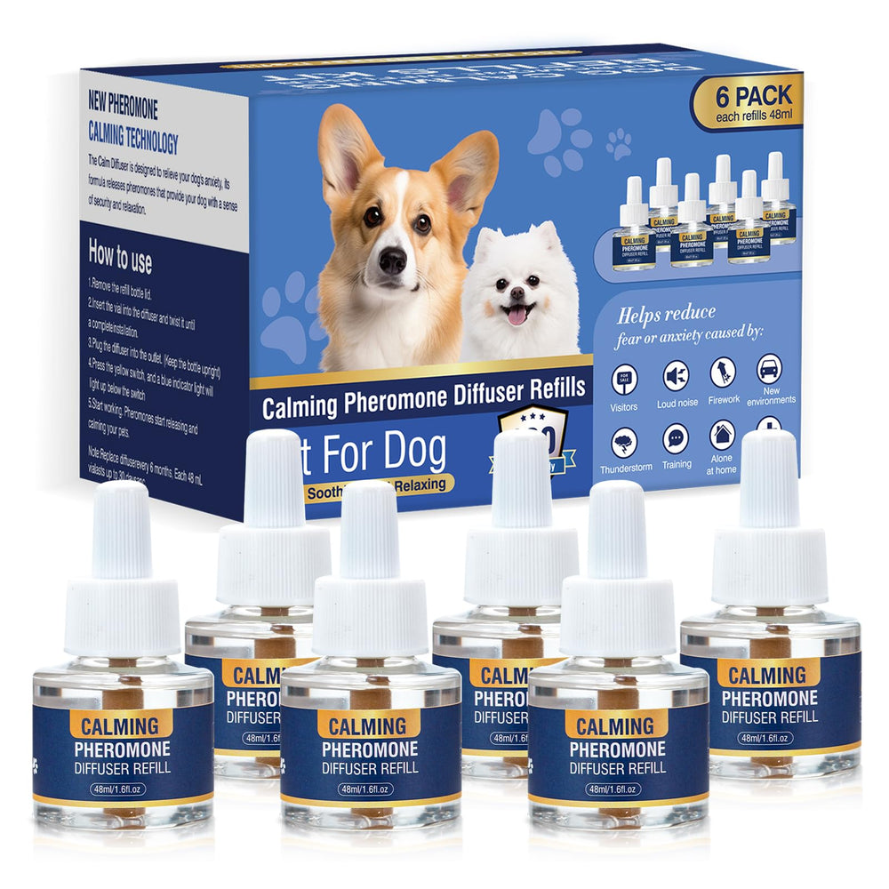 LKBHGF dog calming diffuser refill 6-pack front view promotes a peaceful home.