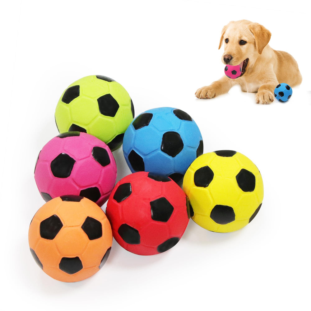 LLSPET 2'' latex squeaky ball in yellow for indoor fetch and teething fun.