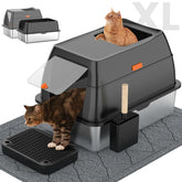 Lobeve stainless steel litter box with front entry demonstrates durable, easy-clean design.