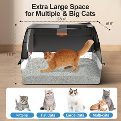 Lobeve stainless steel litter box top entry provides versatile access for multiple cat sizes.