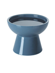 LoeJan elevated water bowl in deep blue, high capacity to reduce refills.