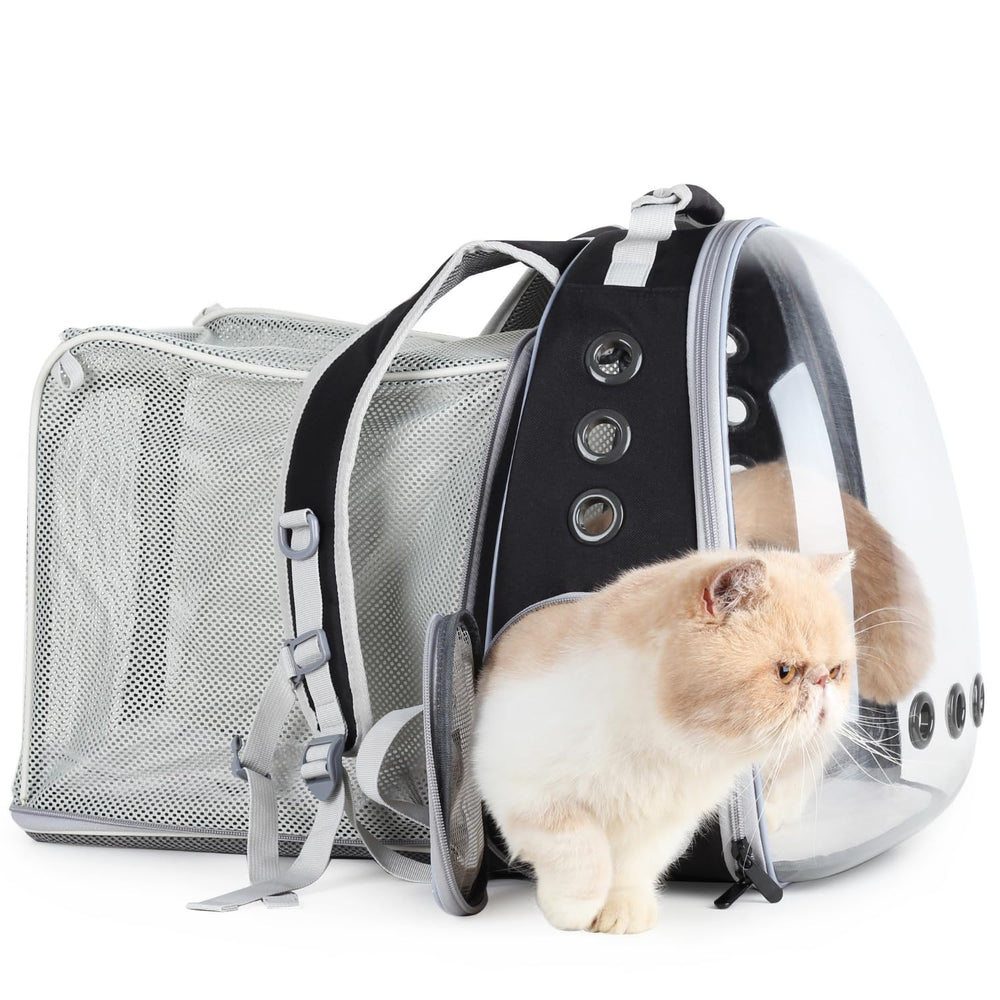 LOLLIMEOW cat carrier backpack with bubble window enhancing visibility for pets during travel