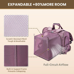 Lollimeow expandable carrier interior demonstrates roomy space for cats or small dogs