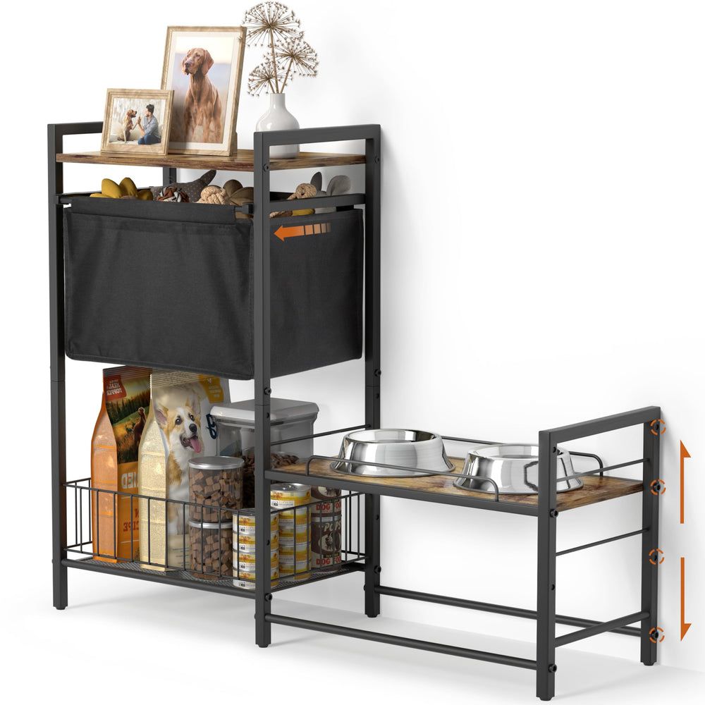 Lomivra elevated dog bowl stand, front view, showing accessible feeding height for pets.