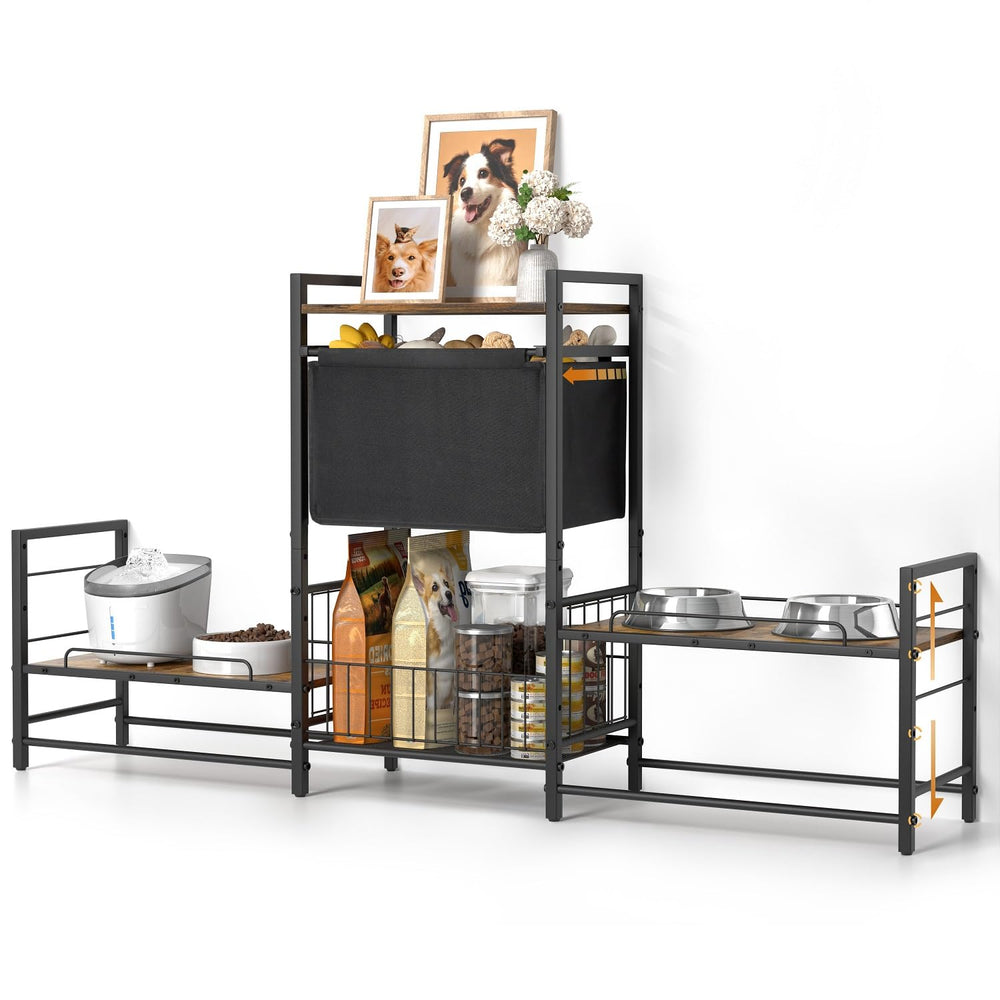 Lomivra elevated dog bowl stand with storage, all-in-one feeding and storage solution.