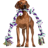Loncoldy 42in dog rope toy with 6 knots for aggressive chewers and tug play