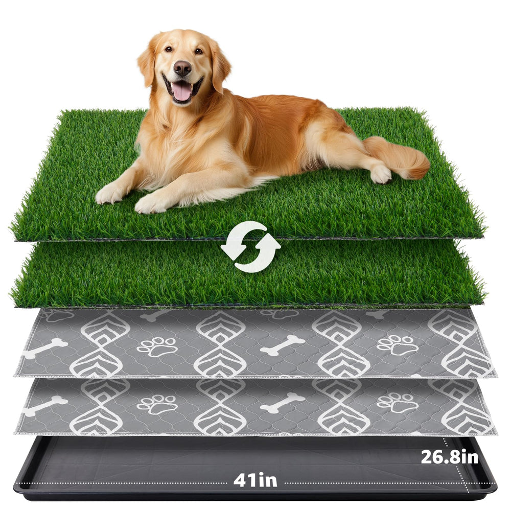 LOOBANI 41x27in dog litter box with grass patches for indoor training and mess control.