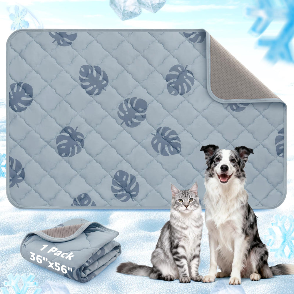 LOOBANI large dog cooling mat on floor, 56x36, keeps pets comfortable during hot days