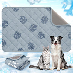 LOOBANI large dog cooling mat on floor, 56x36, keeps pets comfortable during hot days