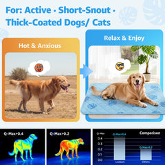 LOOBANI dog cooling mat with Grey Monstera pattern and waterproof TPU layer protects floors from spills.