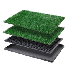 LOOBANI dog grass pad with tray for apartment potty training; easy to clean.