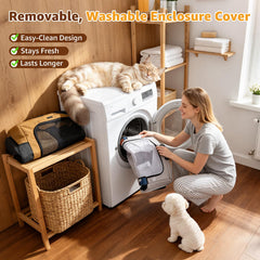 LOOBANI Full-zip fabric enclosure enables quick cleaning and hassle-free access