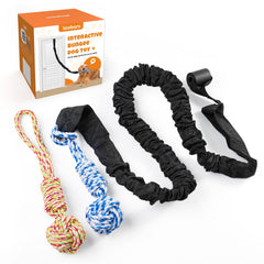 LOOBANI spring pole dog rope toy mounted on a door for interactive tug sessions