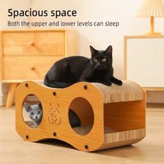 LoompaPets Cat Scratcher inside view shows cozy hiding and play area.