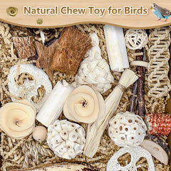 LOPERDEVE Nature Color materials provide safe, engaging chewing for small birds.