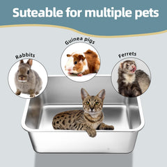 LOPYK stainless steel cat litter box in use demonstrates containment and easy cleanup