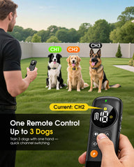 LORDSBABY 3-channel system shows independent control for three dogs.