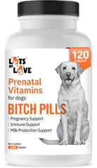 LOTS OF LOVE Bitch Pills bottle for prenatal dog vitamins supporting pregnancy
