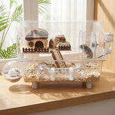 Loungewave acrylic hamster cage front view shows clear visibility for easy checks