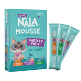 LOVE, NALA variety pack mousse label shows balanced ingredients for cats