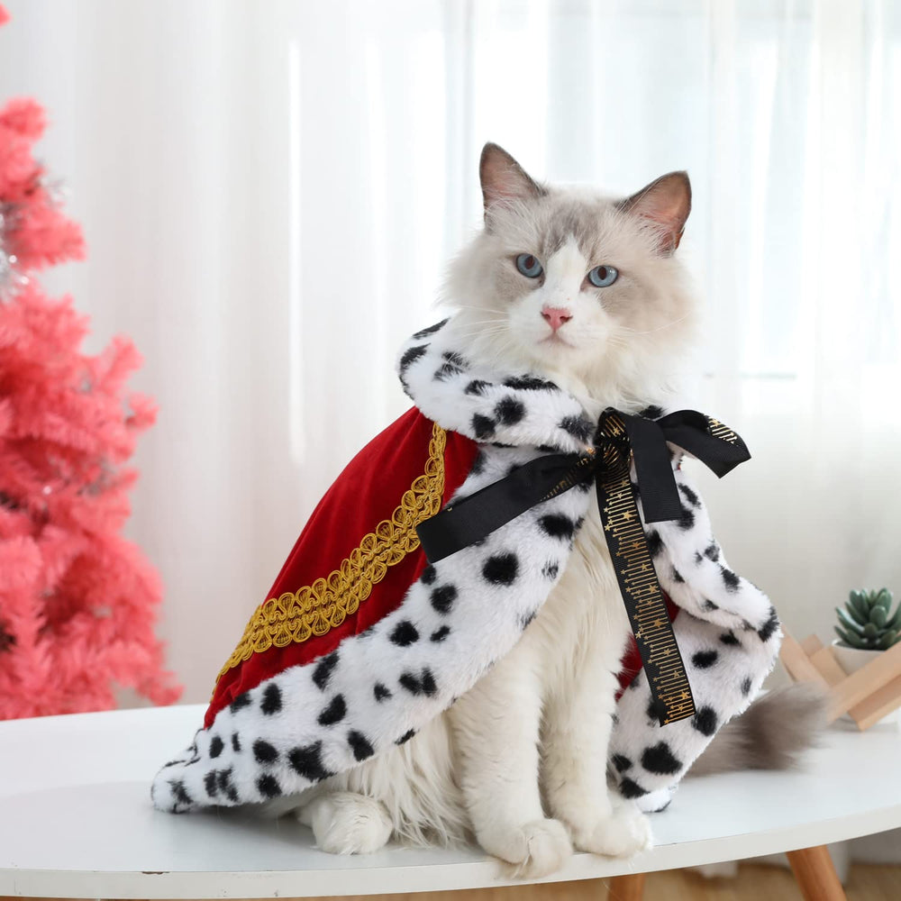 Lovelyshop Lux Fur Red Cloak for Pets front view showing plush fur and festive styling