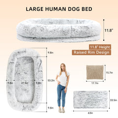 LOVEPals Human Dog Bed raised-edge design creates a secure, cocoon-like lounging zone.
