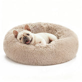 Love's cabin calming-cat-bed with faux fur for indoor cats.