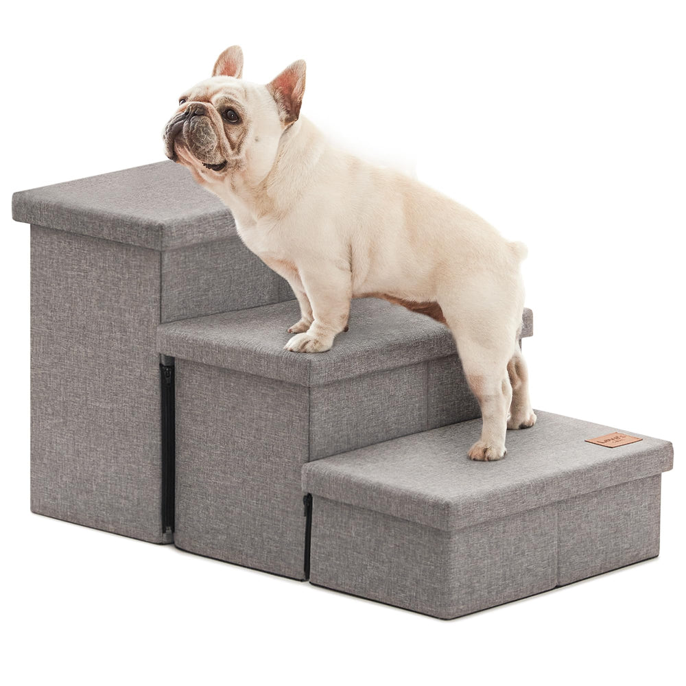 Love's cabin dog stairs 3-step grey design for easy bed access