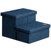 Love's cabin dog stairs foldable two-step navy for easy storage and access
