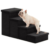 Love's cabin dog stairs folded flat for compact storage and transport.