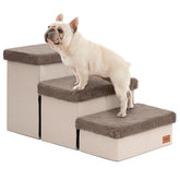 Love's cabin dog stairs high-bed with furry lids offer stable access.