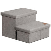 Love's cabin dog stairs with storage folded for easy transport.