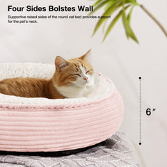 Love's cabin donut nest walls cradle pets and support head and neck while they nap.
