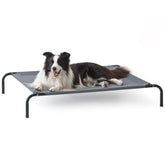 Love's cabin elevated cooling dog bed top view showing breathable mesh