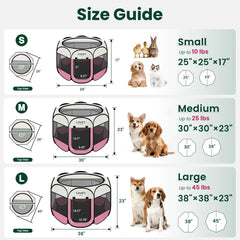 Love's cabin foldable pop-up kennel, light pink, easy setup anywhere.