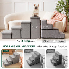 Love's cabin folding gray dog stairs save space and offer stable steps.