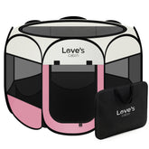 Love's cabin pet playpen circular design offers a safe indoor-outdoor use.