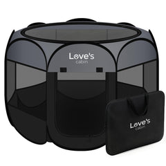 Love's cabin playpen folded compact for travel and storage.