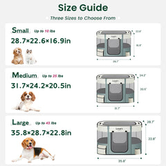 Love's cabin pet playpen folded flat for compact travel storage.