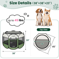 Love's cabin pet playpen olive green with carrying case for travel