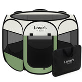 Love's cabin pet playpen olive green setup showing quick assembly for pets