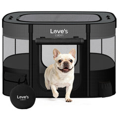 Love's cabin puppy playpen setup for quick on-the-go use