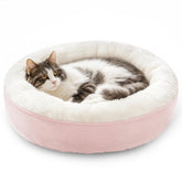 Love's cabin round donut bed 20in pink for cozy naps and support.