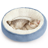 Love's cabin round donut bed 20in top view highlights cozy nest shape for safe lounging