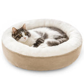 Love's cabin round donut bed camel for small pets warm resting space