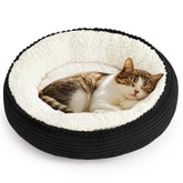 Love's cabin round donut bed front view shows a cozy nest for small pets.