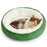 Love's cabin round donut bed top view highlighting cozy nest design for small pets