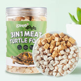 Loves4Pets freeze-dried 3in1 meat cubes for turtles provide a protein-rich snack.