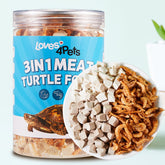 Loves4Pets Turtle Food chicken-duck-krill blend supports balanced nutrition for turtles.